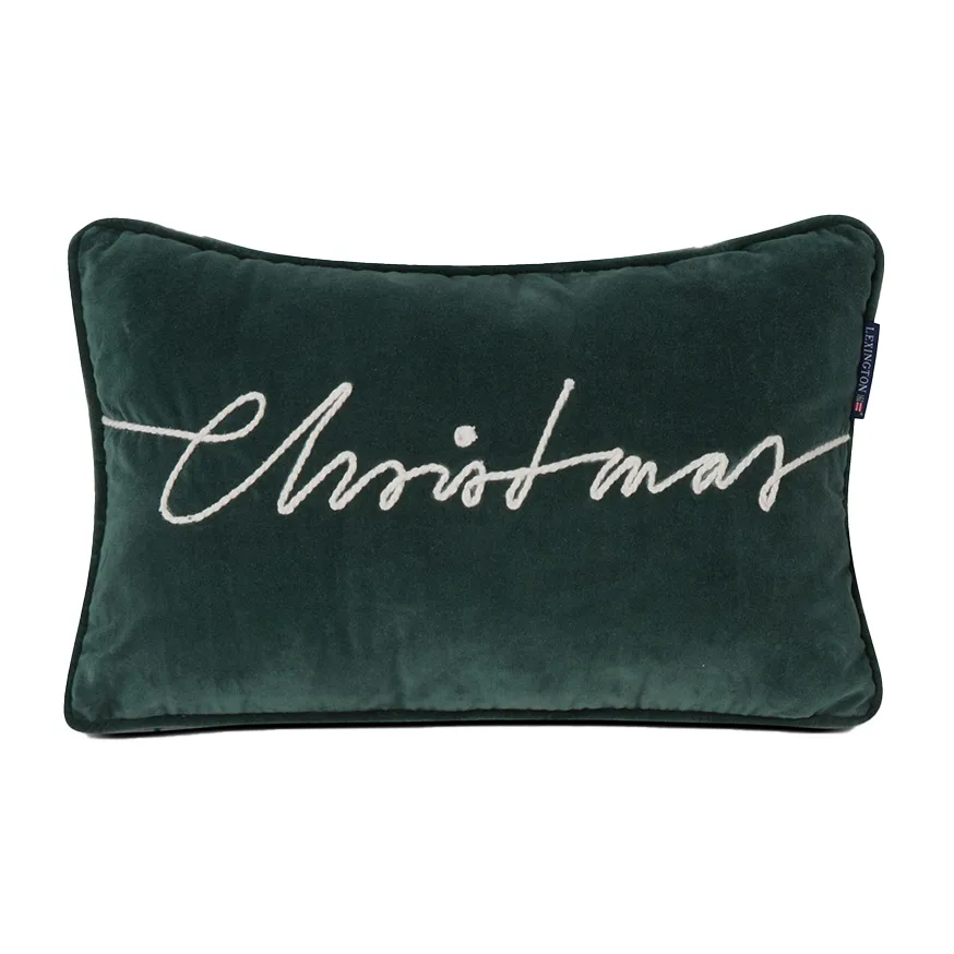 Coussin Christmas Cotton Velvet 30x50 cm, Vert Lexington