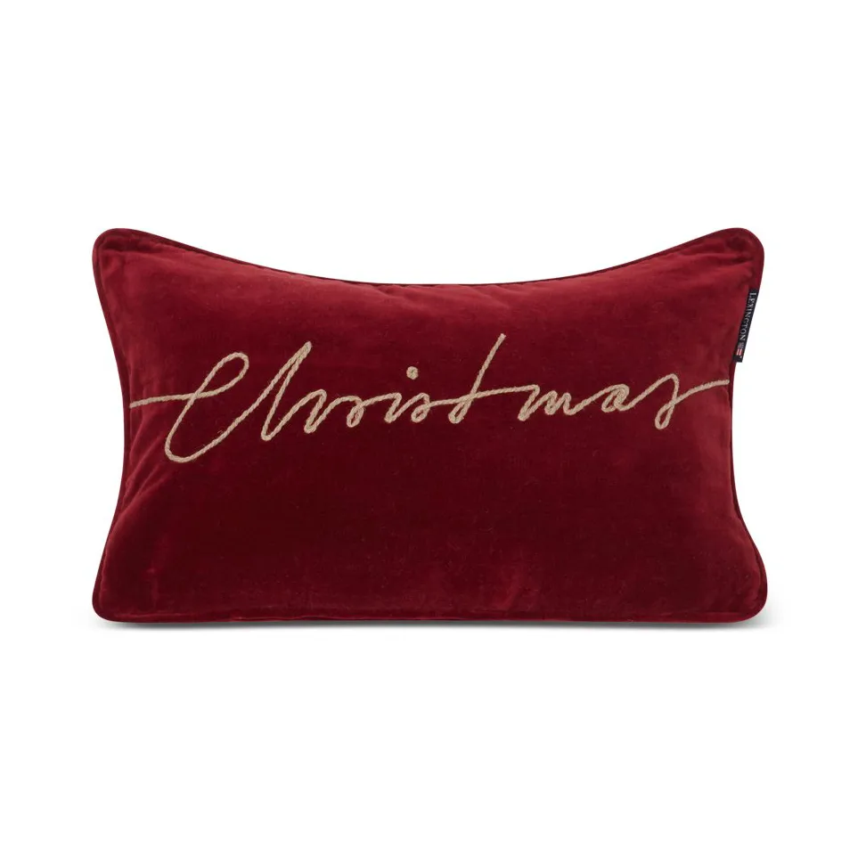 Coussin Christmas Organic Cotton Velvet 30x50 cm, Red Lexington