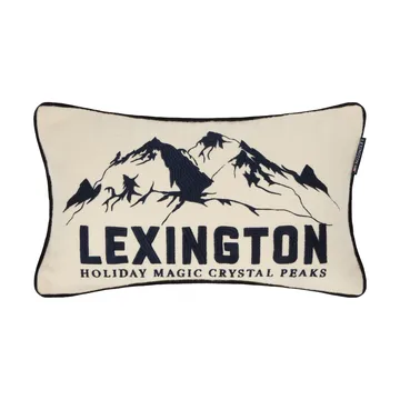 Coussin décoratif Mountains Logo en mélange de laine - White-navy, 50x30 cm - Lexington