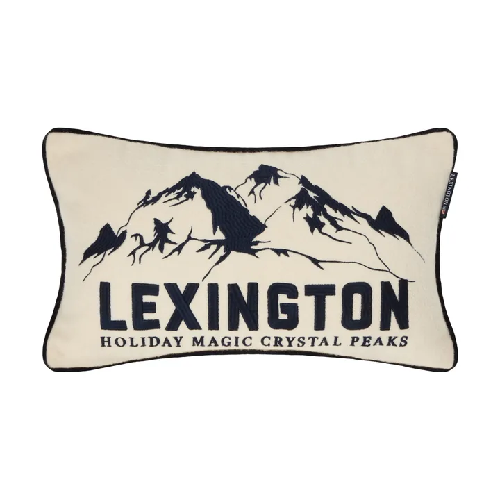 Coussin décoratif Mountains Logo en mélange de laine - White-navy, 50x30 cm - Lexington