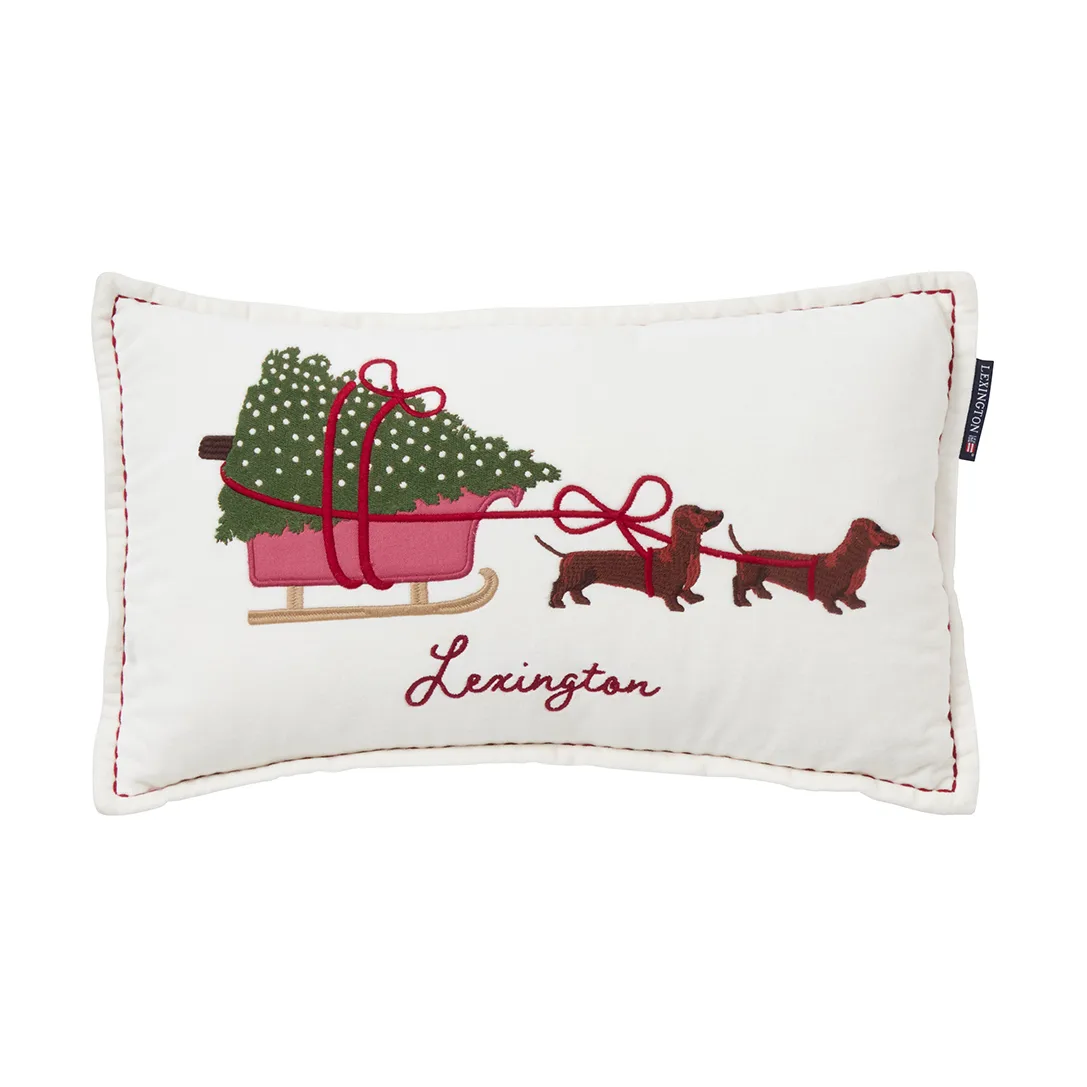 Coussin Dog sleigh éco. coton velours 30x50 cm, White Lexington