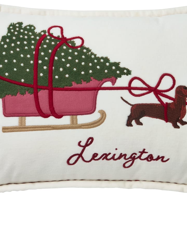 Coussin Dog sleigh éco. coton velours 30x50 cm, White Lexington
