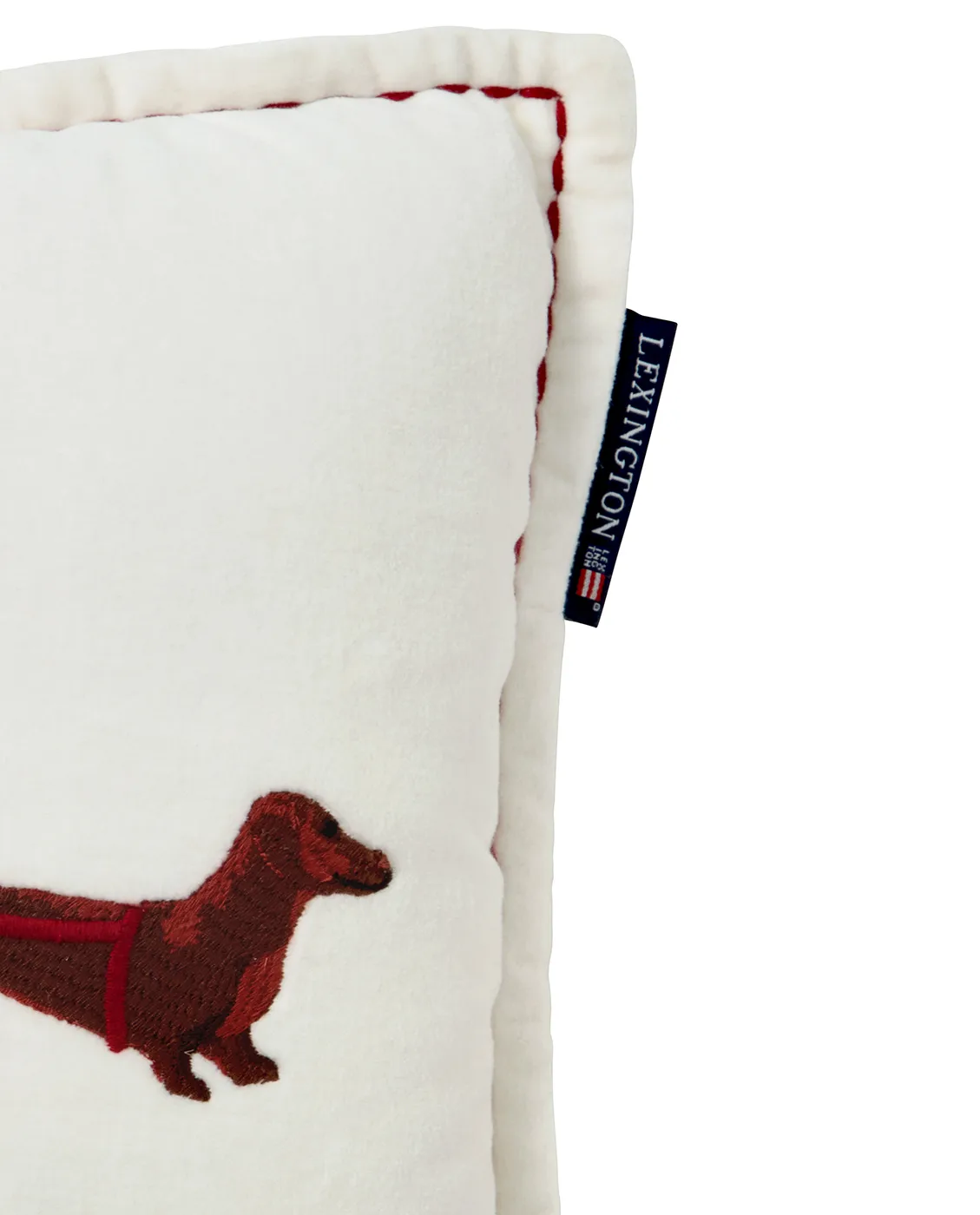 Coussin Dog sleigh éco. coton velours 30x50 cm, White Lexington