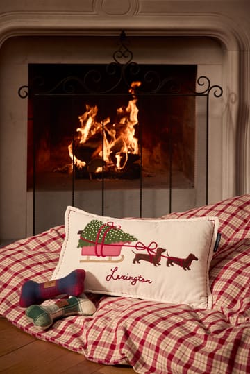 Coussin Dog sleigh éco. coton velours 30x50 cm - White - Lexington