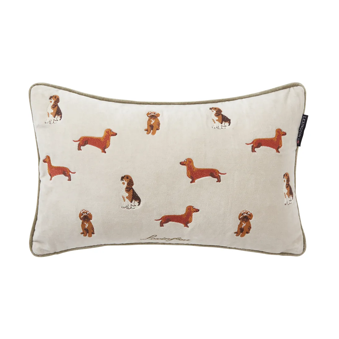 Coussin Dogs Organic Cotton Velvet 30x50 cm, Light beige Lexington