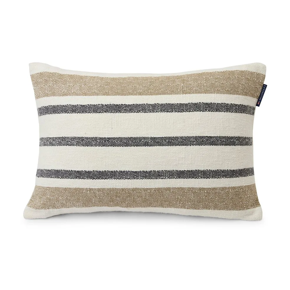 Coussin en coton rayé 40x60, Beige/Gris Lexington