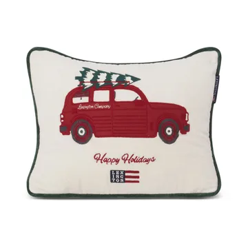 Coussin Holiday Car Organic Cotton Velvet 30x40 cm - White-red multi - Lexington