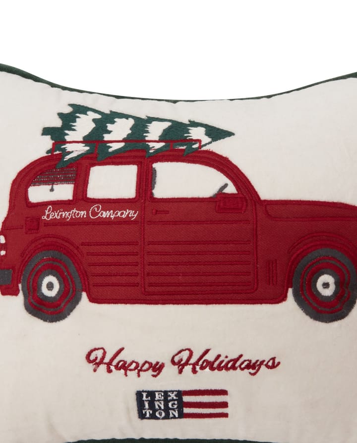 Coussin Holiday Car Organic Cotton Velvet 30x40 cm , White-red multi Lexington