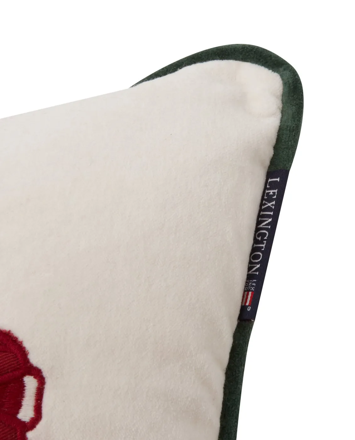 Coussin Holiday Car Organic Cotton Velvet 30x40 cm, White-red multi Lexington