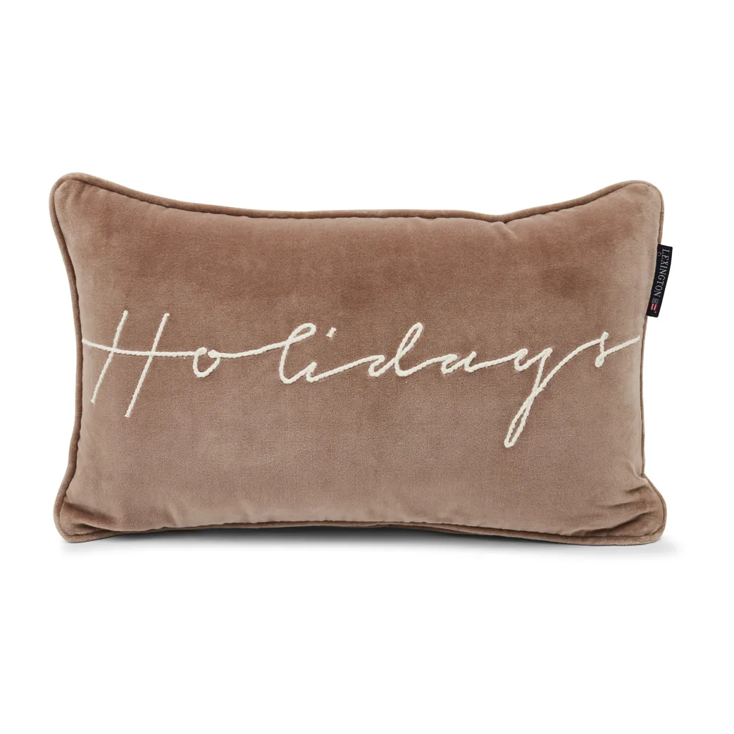 Coussin Holidays Cotton Velvet 30x50 cm, Mid brown-white Lexington