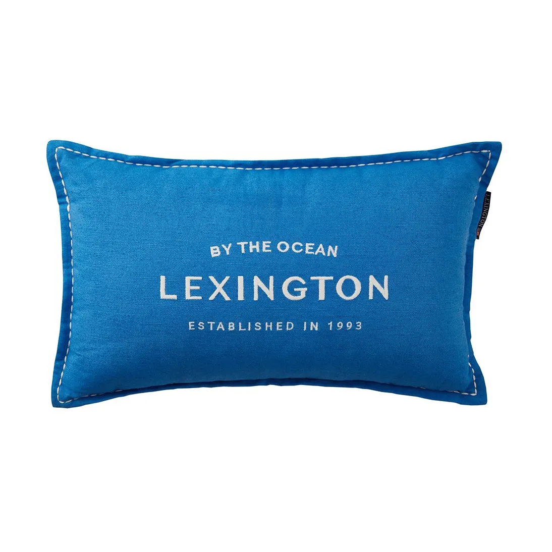 Coussin Logo Embroidered Linen/Cotton 30x50 cm, Blue Lexington