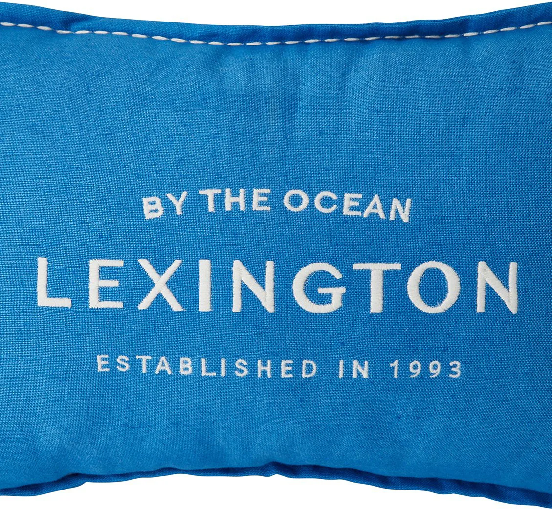 Coussin Logo Embroidered Linen/Cotton 30x50 cm, Blue Lexington