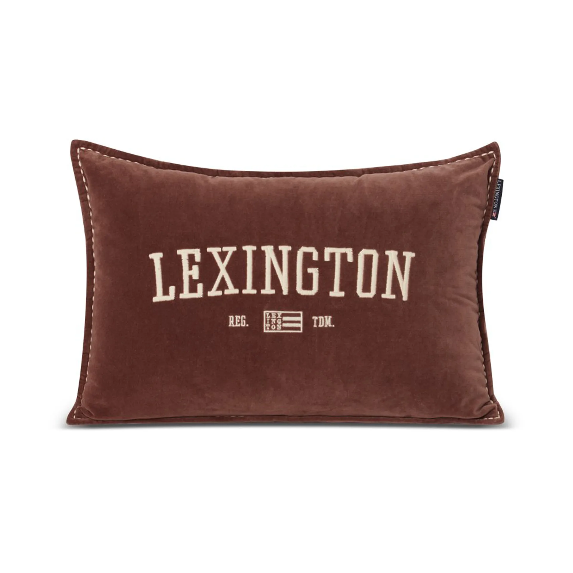 Coussin Logo Message Organic Cotton Velvet 40x60 cm, Brown Lexington