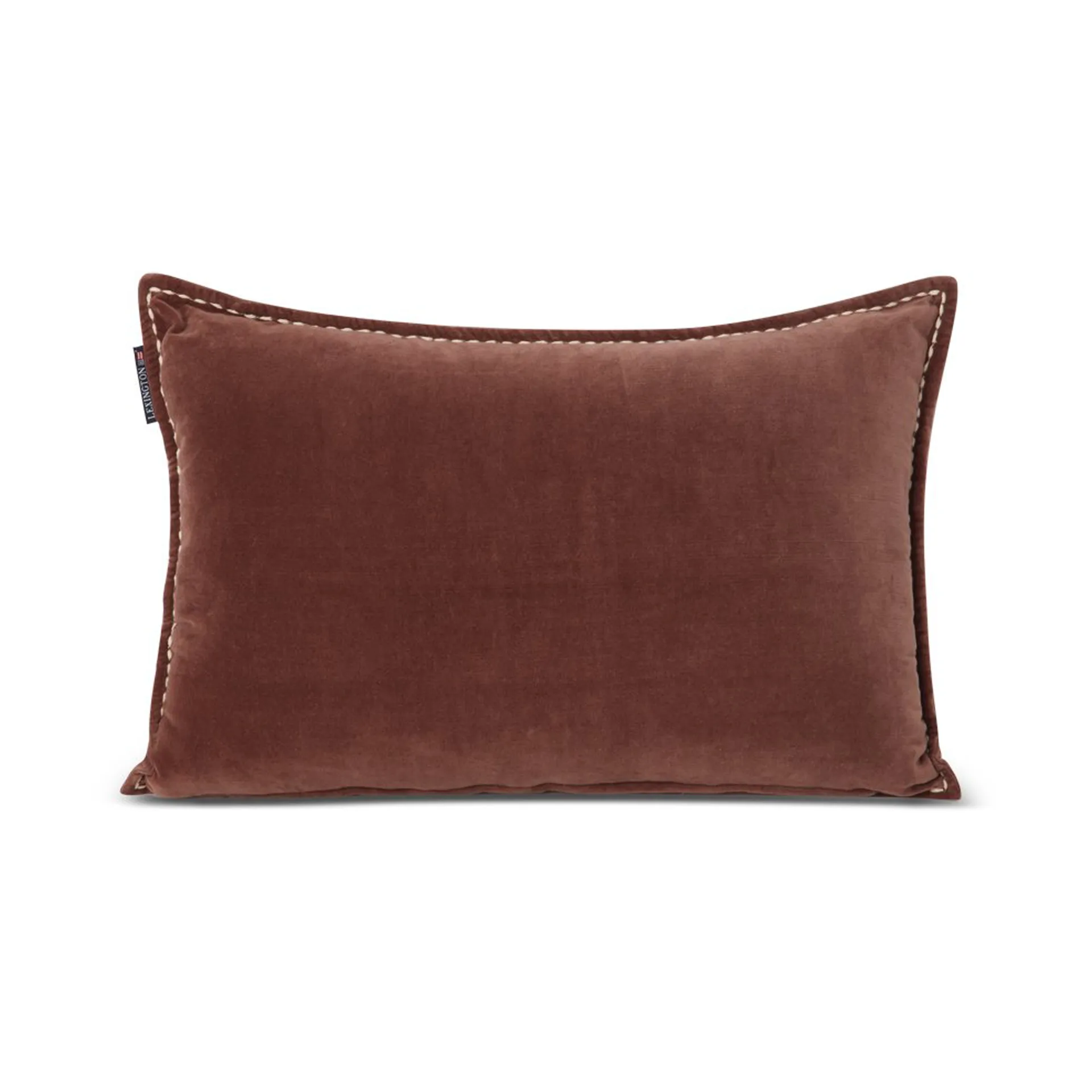 Coussin Logo Message Organic Cotton Velvet 40x60 cm, Brown Lexington