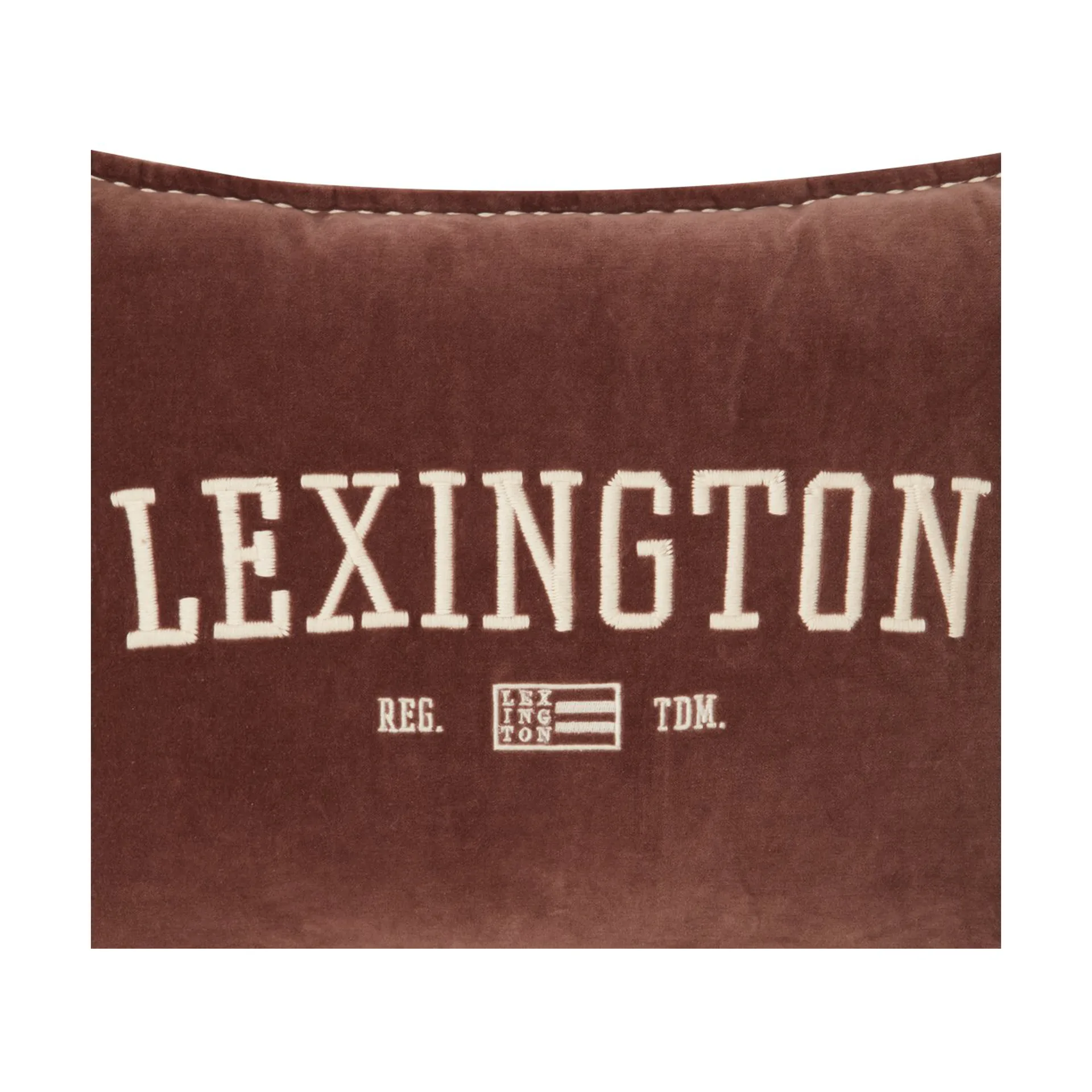 Coussin Logo Message Organic Cotton Velvet 40x60 cm, Brown Lexington