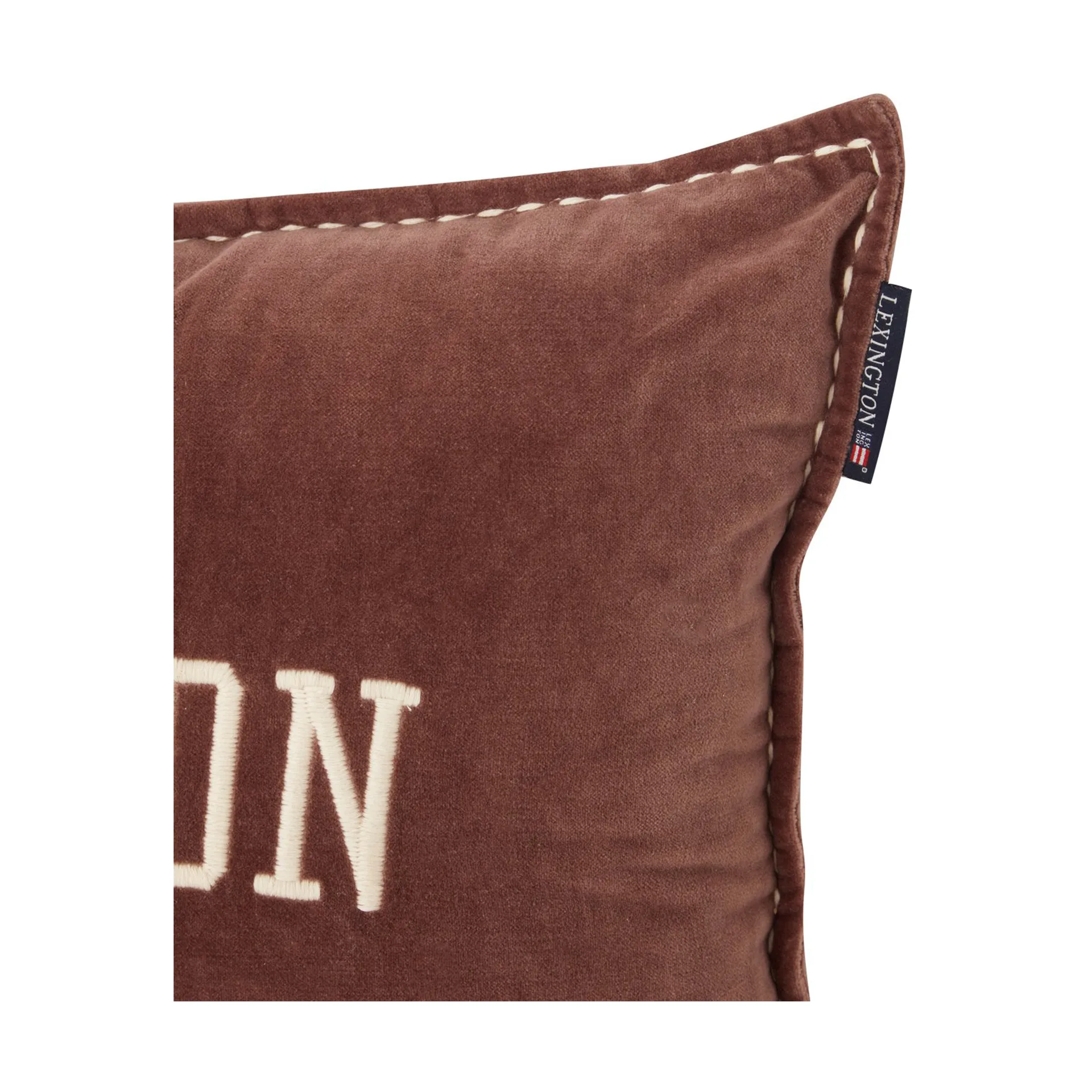 Coussin Logo Message Organic Cotton Velvet 40x60 cm, Brown Lexington