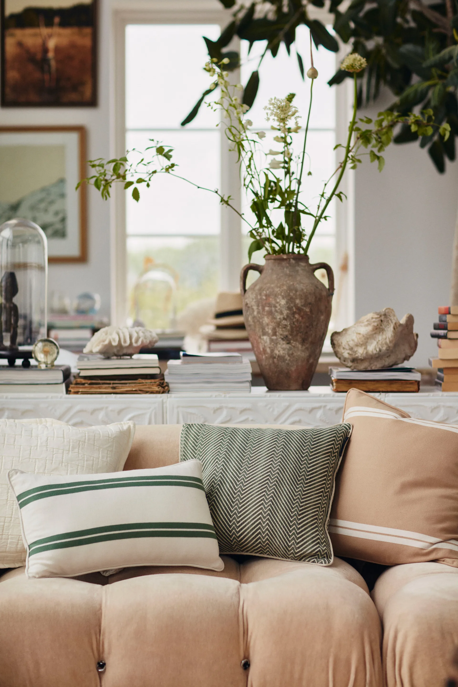 Coussin Side Striped Small 30x50 cm, White-green Lexington