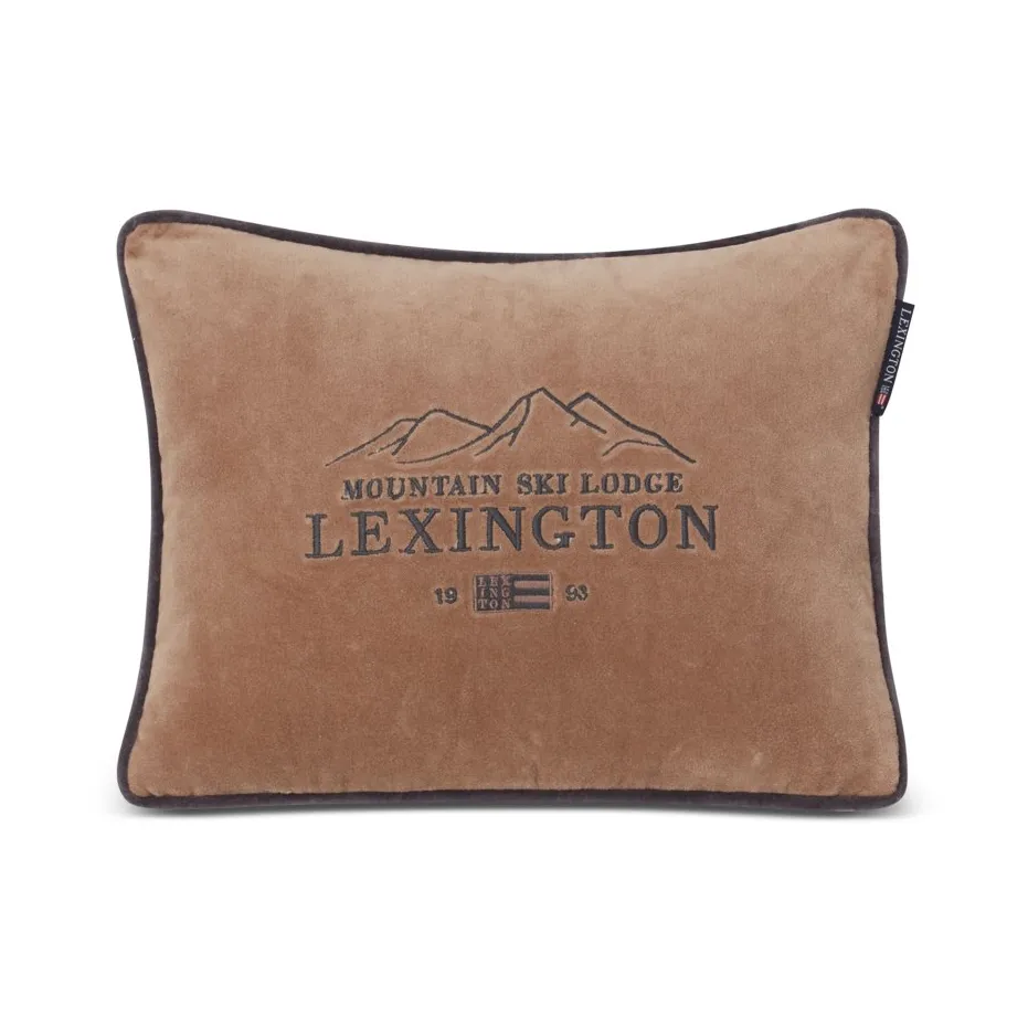 Coussin Ski Lodge Organic Cotton Velvet 30x40 cm, Beige-dark gray Lexington
