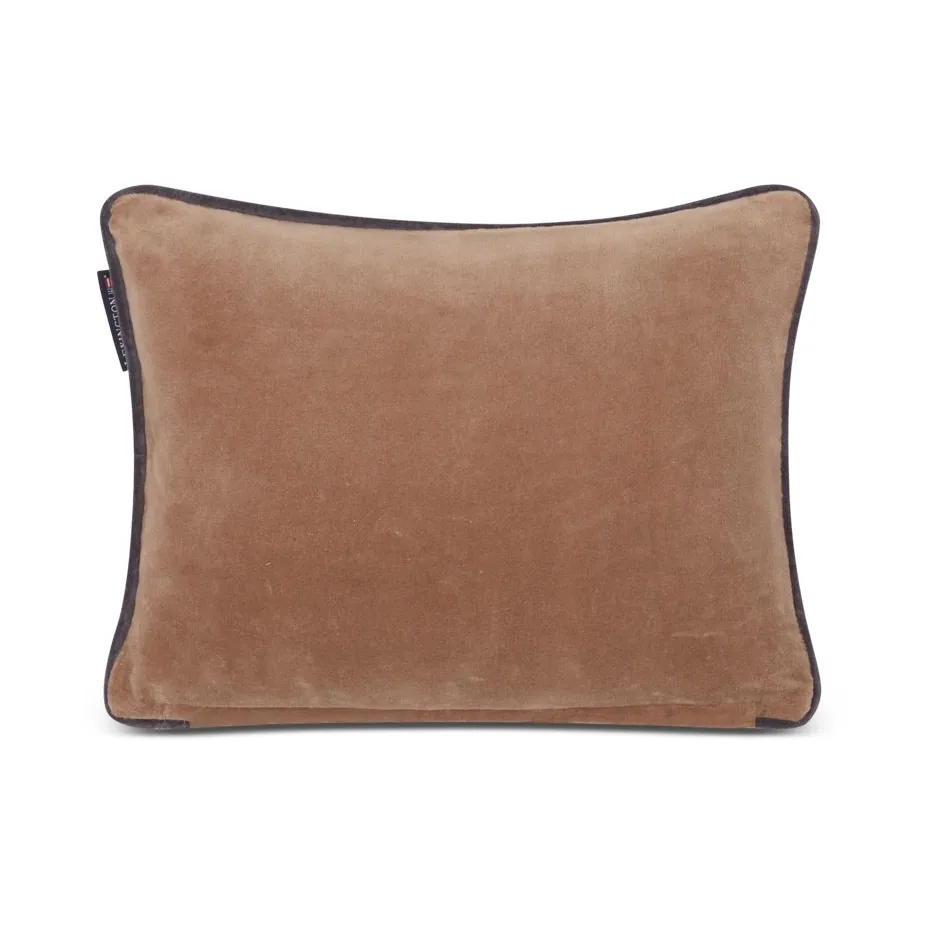 Coussin Ski Lodge Organic Cotton Velvet 30x40 cm, Beige-dark gray Lexington