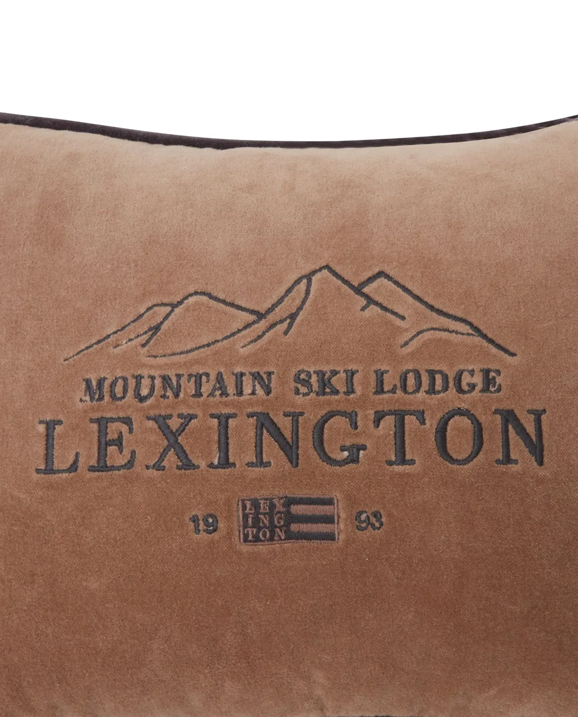 Coussin Ski Lodge Organic Cotton Velvet 30x40 cm, Beige-dark gray Lexington