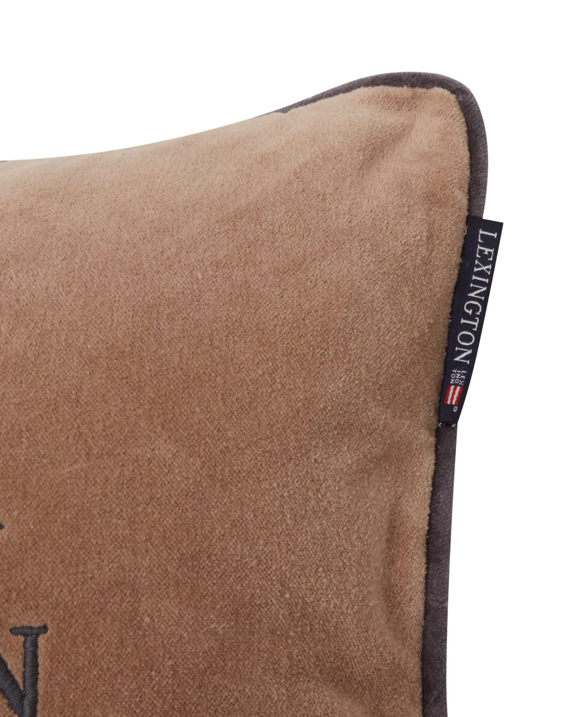 Coussin Ski Lodge Organic Cotton Velvet 30x40 cm, Beige-dark gray Lexington