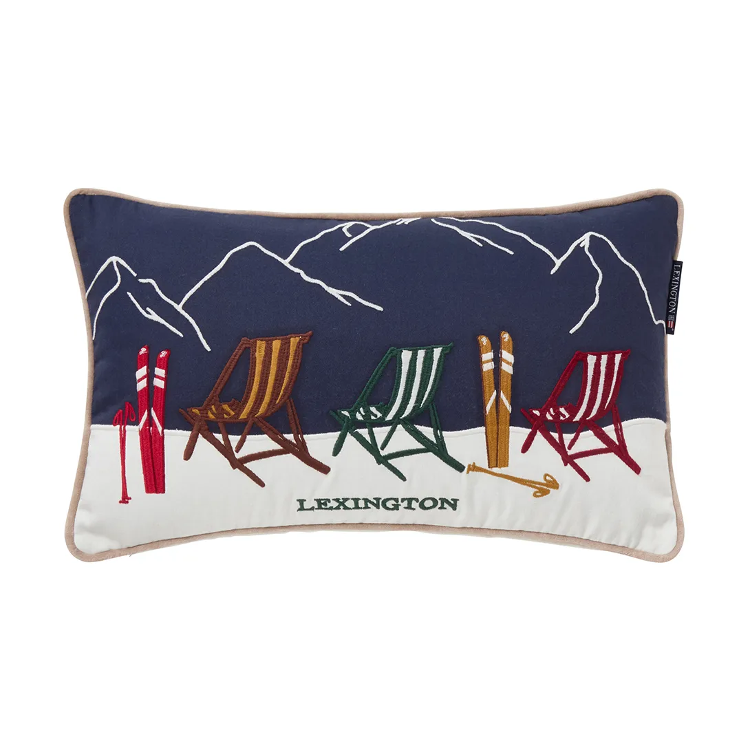 Coussin Ski resort éco. coton twill 30x50 cm, White-Dark blue Lexington
