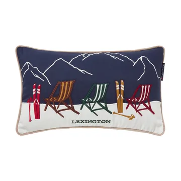 Coussin Ski resort éco. coton twill 30x50 cm - White-Dark blue - Lexington