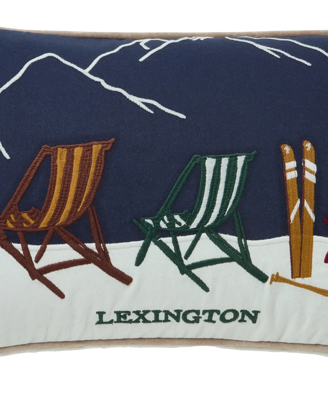 Coussin Ski resort éco. coton twill 30x50 cm, White-Dark blue Lexington