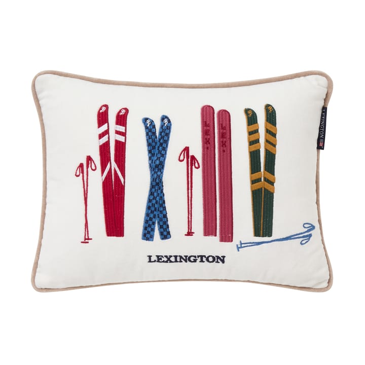 Coussin Skis and Poles éco. coton velours 30x40 cm - White-multi - Lexington