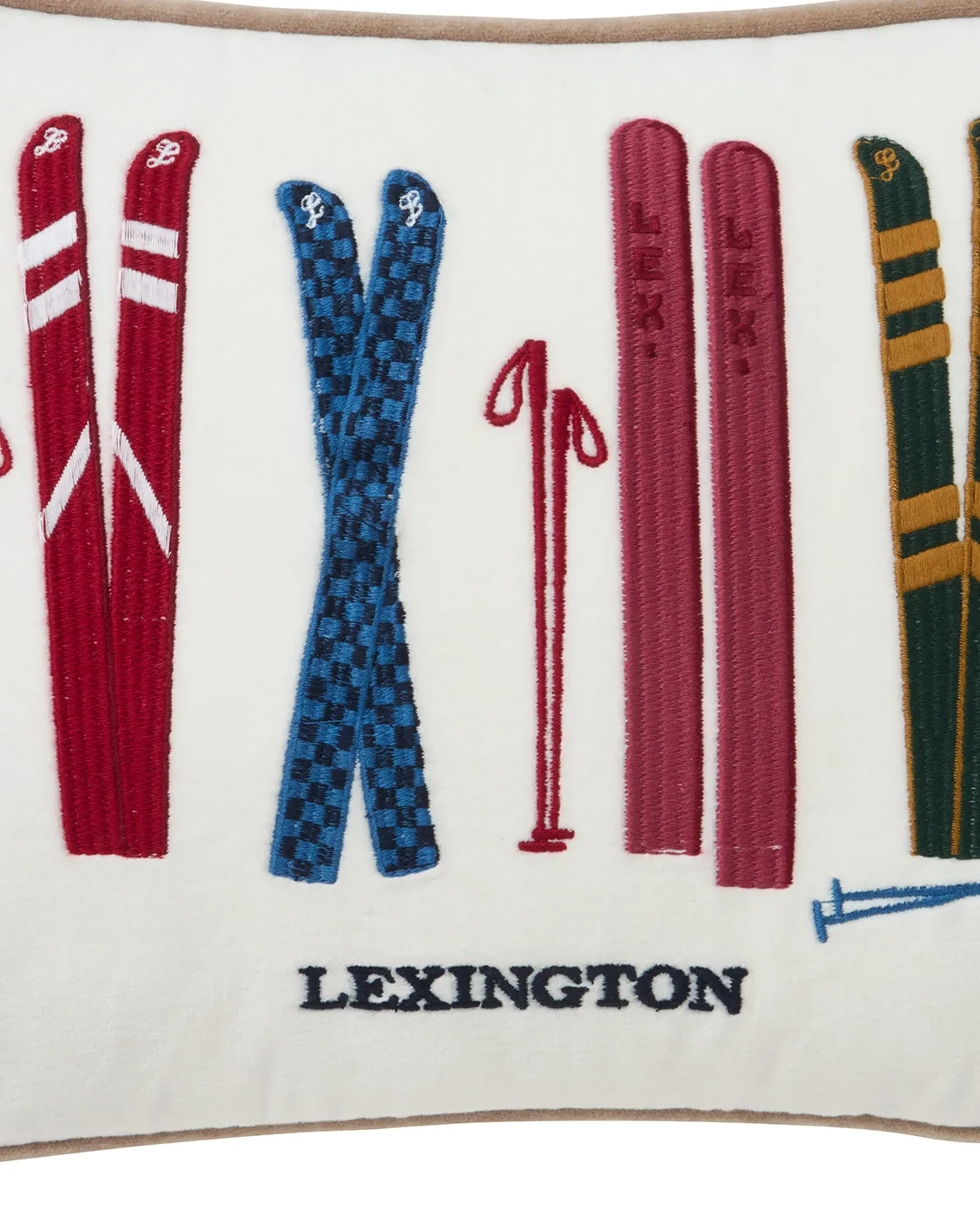 Coussin Skis and Poles éco. coton velours 30x40 cm, White-multi Lexington
