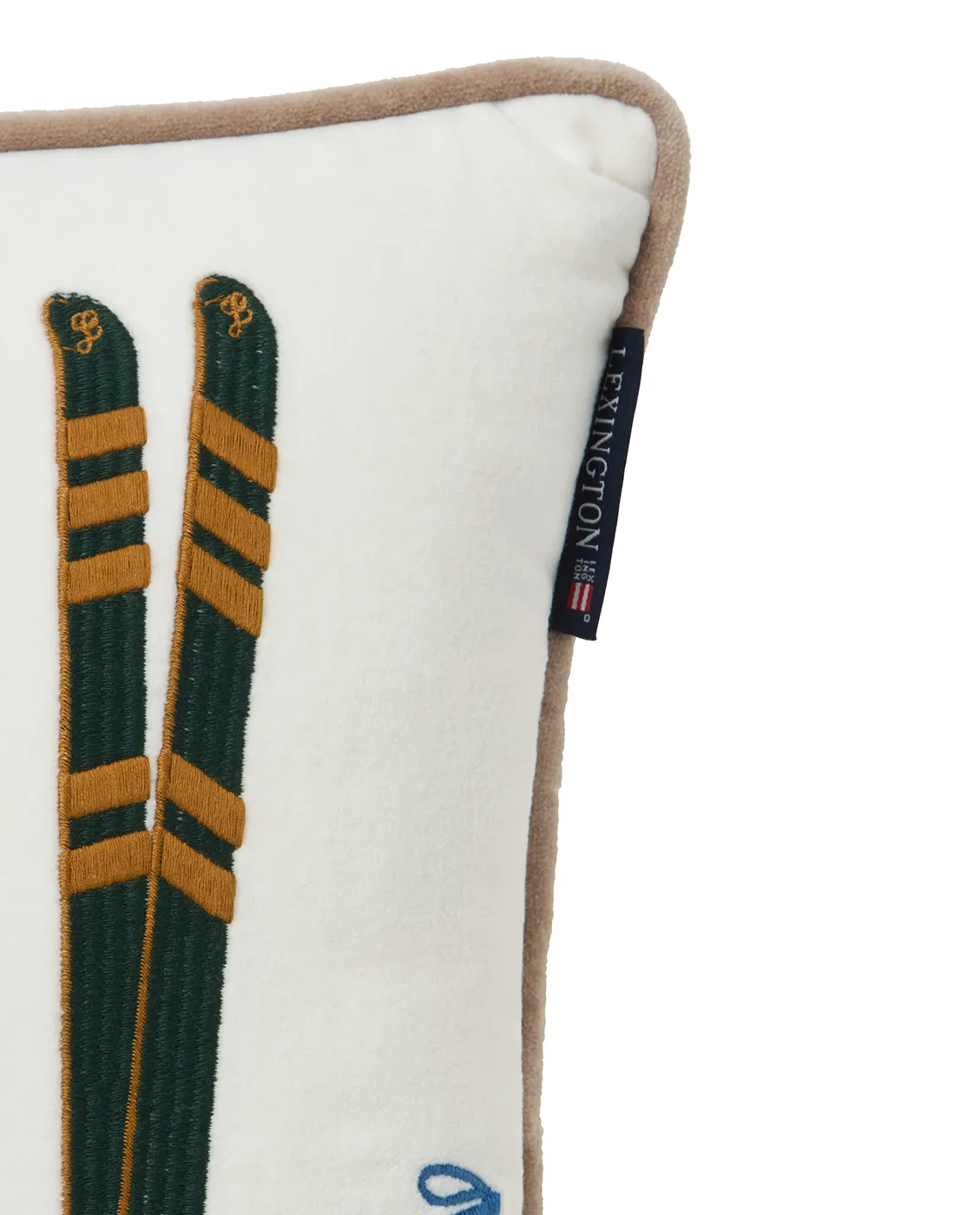 Coussin Skis and Poles éco. coton velours 30x40 cm, White-multi Lexington