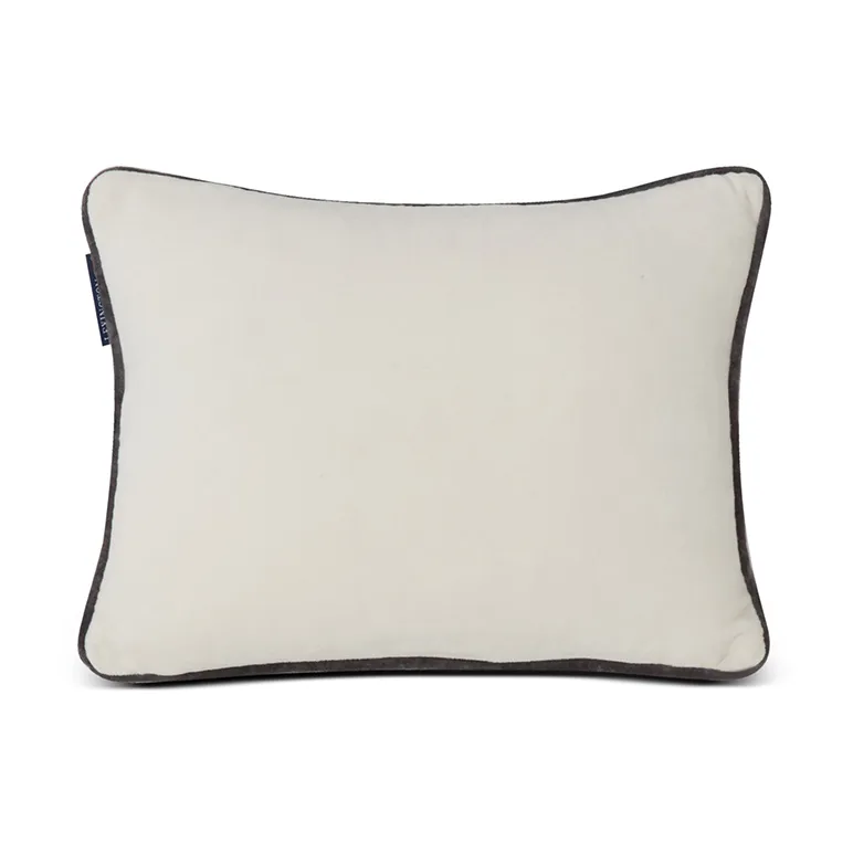 Coussin Snowmen Embroidered Cotton Velvet 30x40 cm, Blanc Lexington