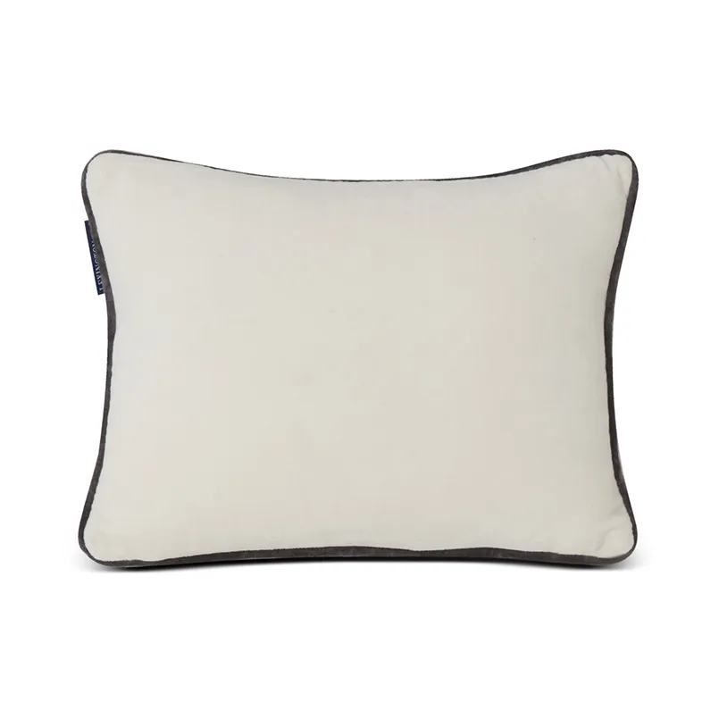 Coussin Snowmen Embroidered Cotton Velvet 30x40 cm, Snow white-dark gray Lexington