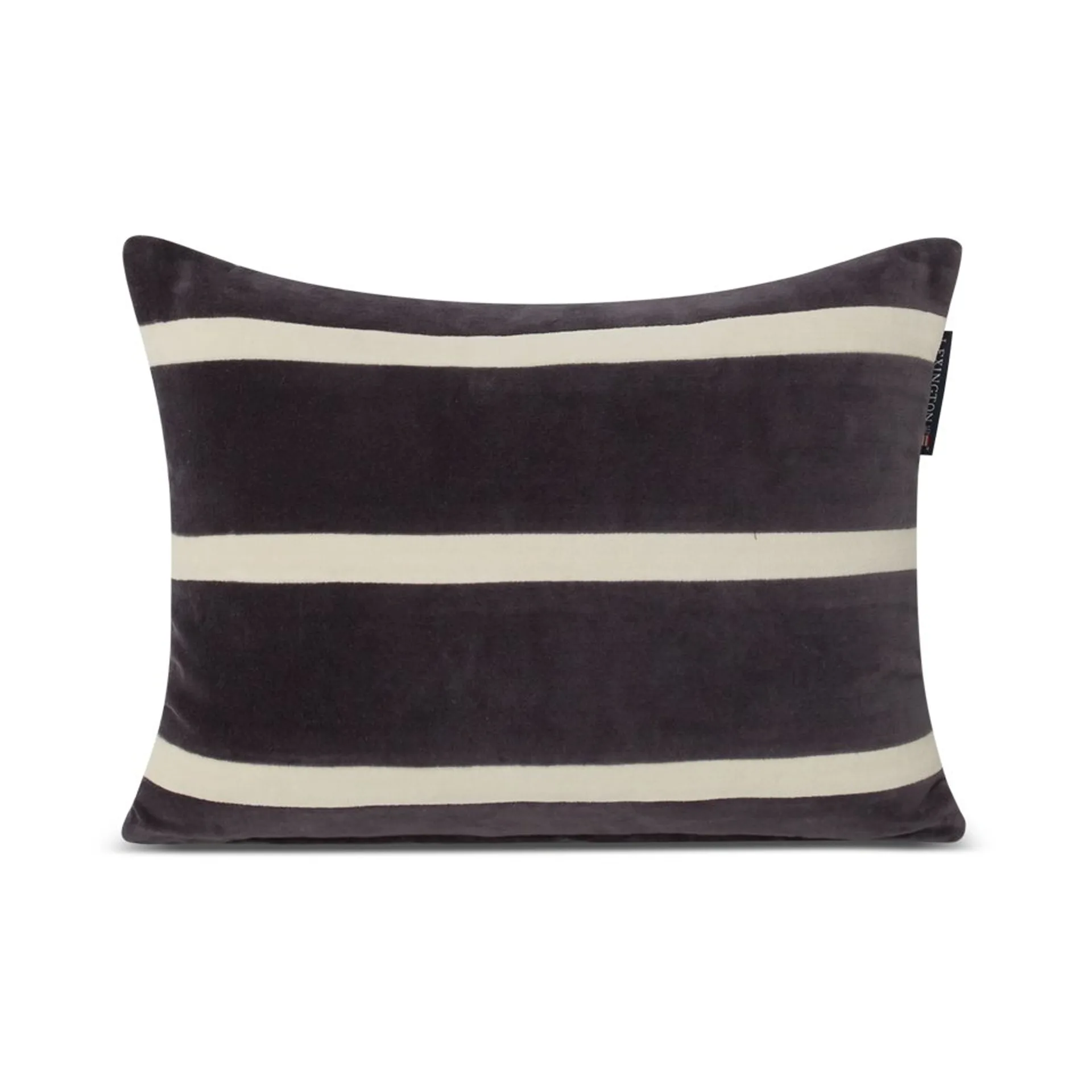 Coussin Striped Organic Cotton Velvet 30x40 cm, Dark gray-light beige Lexington