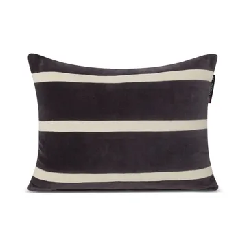 Coussin Striped Organic Cotton Velvet 30x40 cm - Dark gray-light beige - Lexington