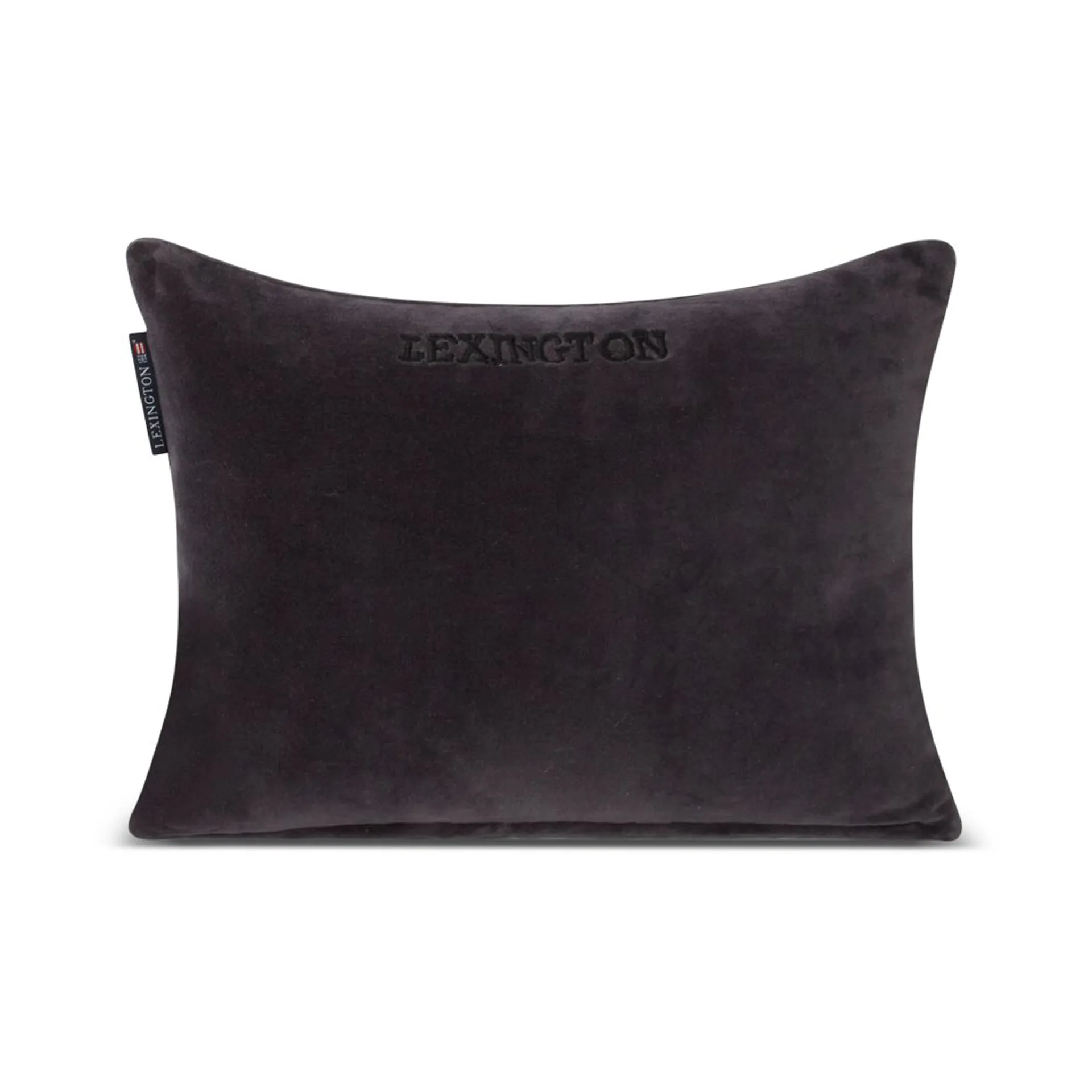 Coussin Striped Organic Cotton Velvet 30x40 cm, Dark gray-light beige Lexington