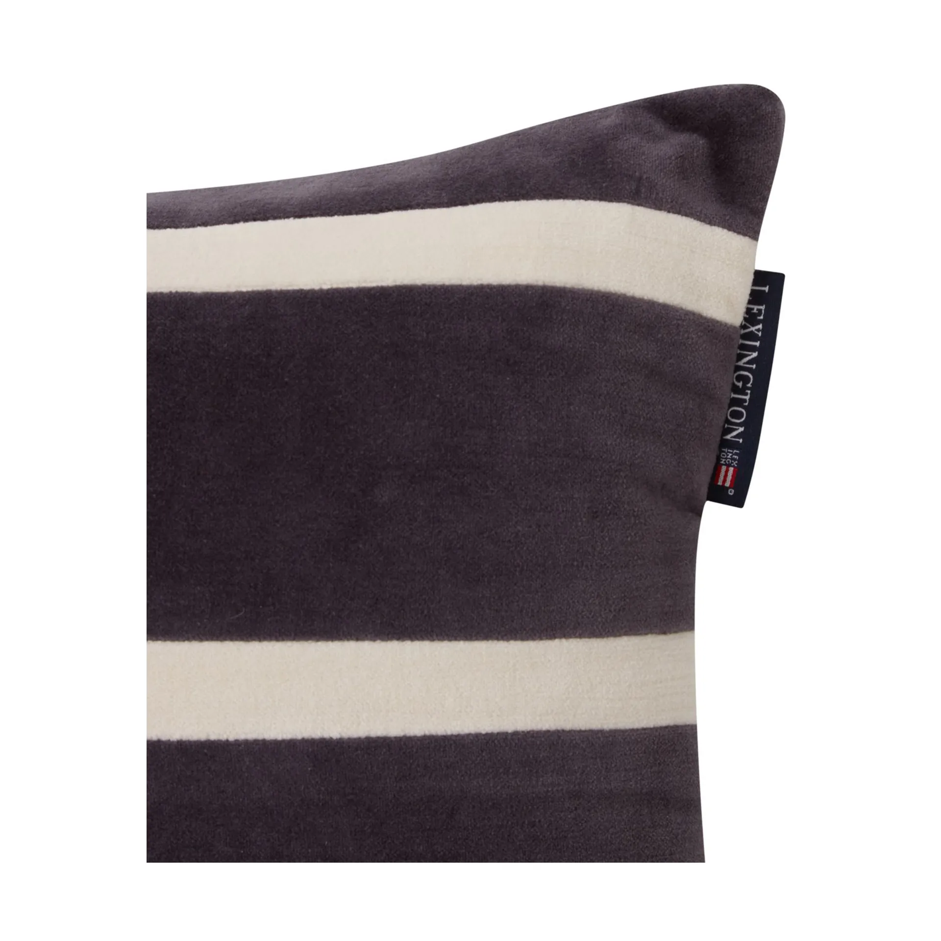 Coussin Striped Organic Cotton Velvet 30x40 cm, Dark gray-light beige Lexington