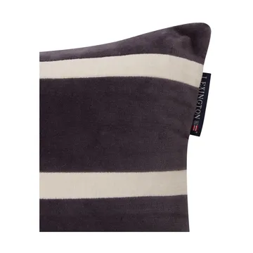 Coussin Striped Organic Cotton Velvet 30x40 cm - Dark gray-light beige - Lexington