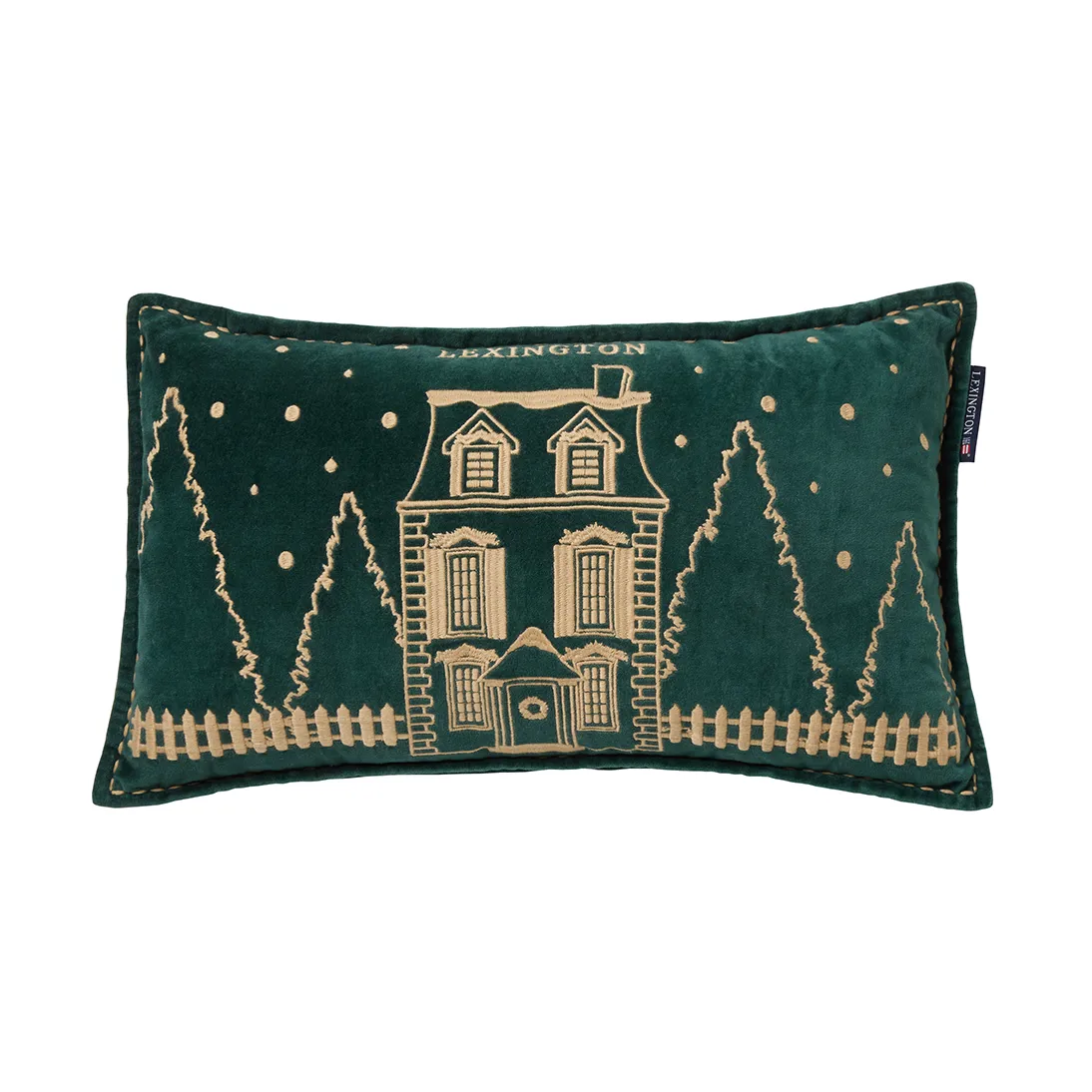 Coussin Winter House éco. coton velours 30x50 cm, Green-Light Beige Lexington