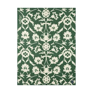 Couverture en laine tissée jacquard Flower - Green-Light beige - Lexington