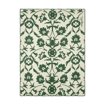 Couverture en laine tissée jacquard Flower - Green-Light beige - Lexington