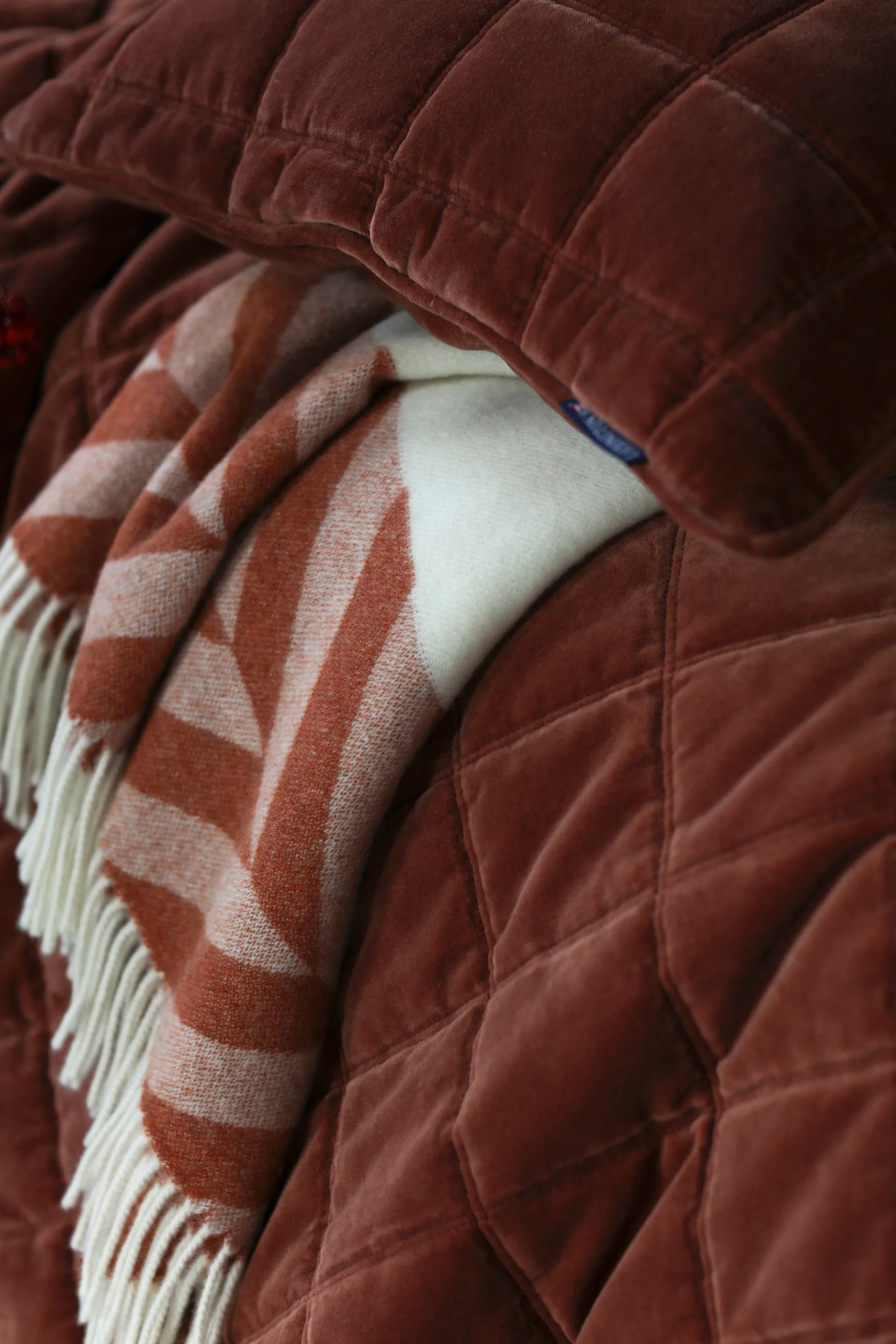 Couvre-lit Cotton Velvet quilted 160x240 cm, Rustic Brown Lexington