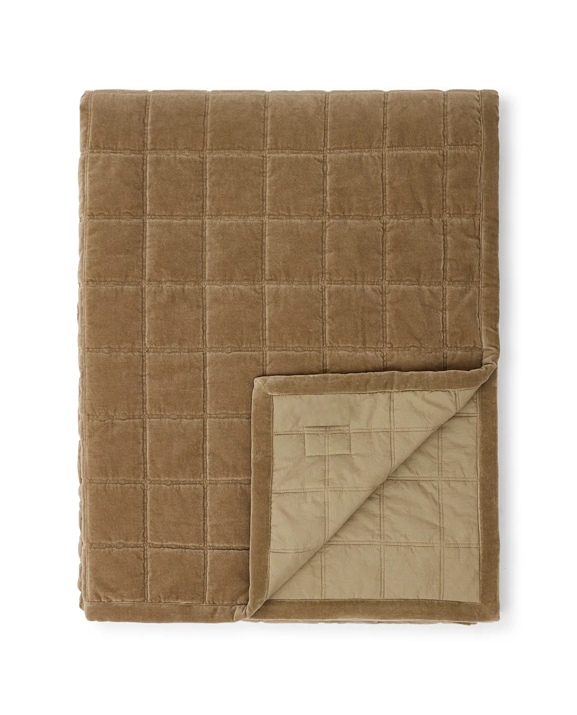 Couvre-lit Cotton Velvet quilted 240x260 cm, Walnut Lexington