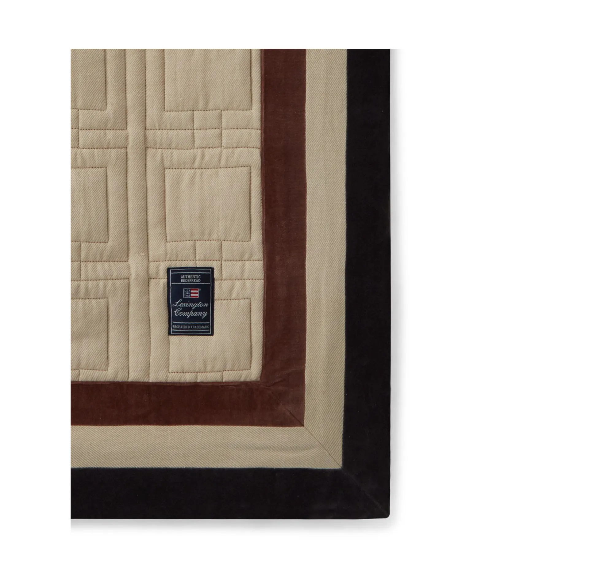 Couvre-lit Graphic Quilted Organic Cotton 160x240 cm, Light beige-brown-dark gray Lexington