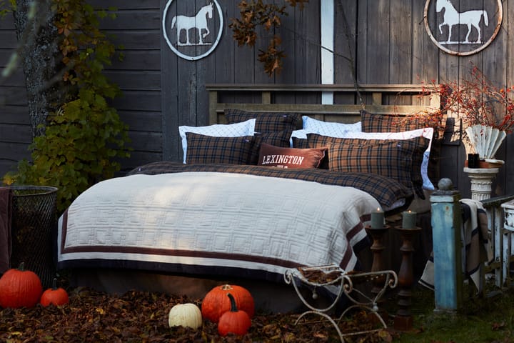 Couvre-lit Graphic Quilted Organic Cotton 240x260 cm, Light beige-brown-dark gray Lexington