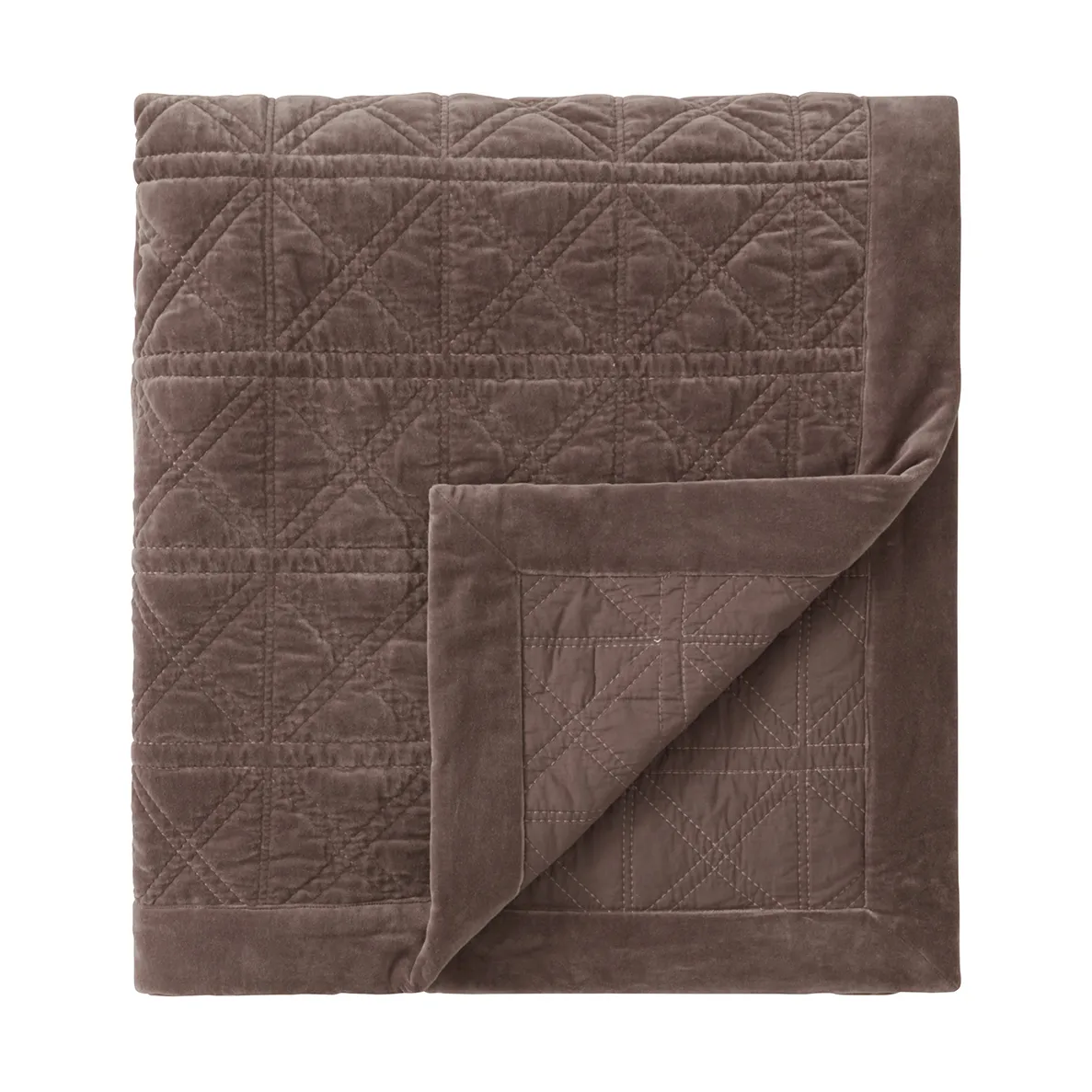 Couvre-lit Rattan Quilted Velvet 260x240 cm, Brown Lexington