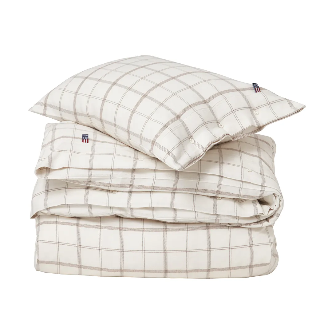 Ensemble de lit Checked Flannel 220x220 cm, White-brown Lexington