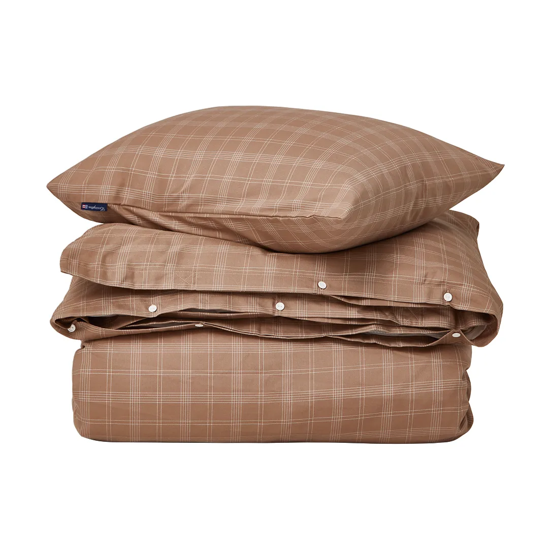 Ensemble de lit Checked Pin Point Oxford 220x220 cm, Brown Lexington