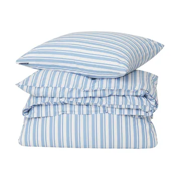 Ensemble de lit Striped Cotton Poplin - White-Blue, 1 örngott - Lexington