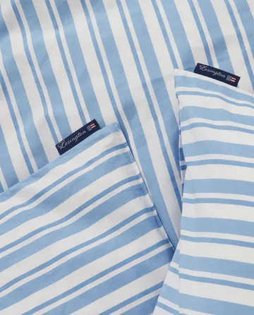 Ensemble de lit Striped Cotton Poplin - White-Blue, 1 örngott - Lexington